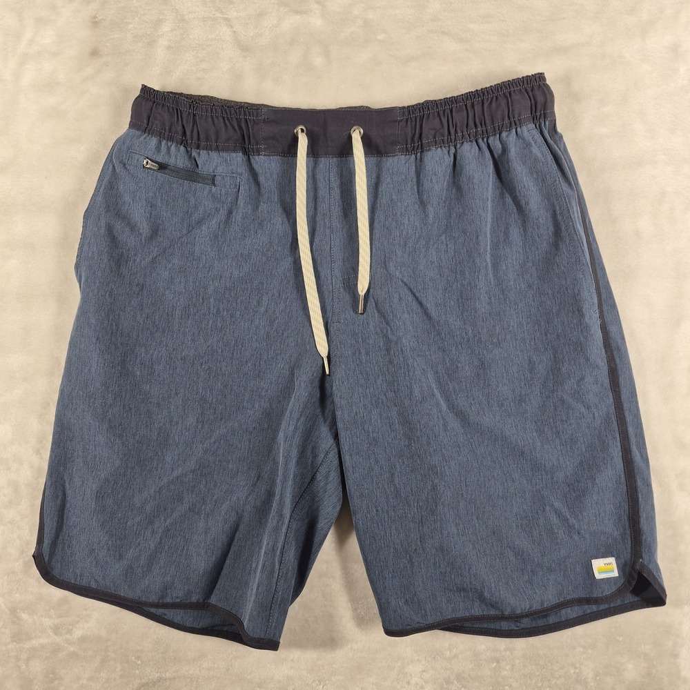 Vuori Banks Shorts Men's Medium Blue Drawstrings 9" Inseam Hybrid Athletic Gym